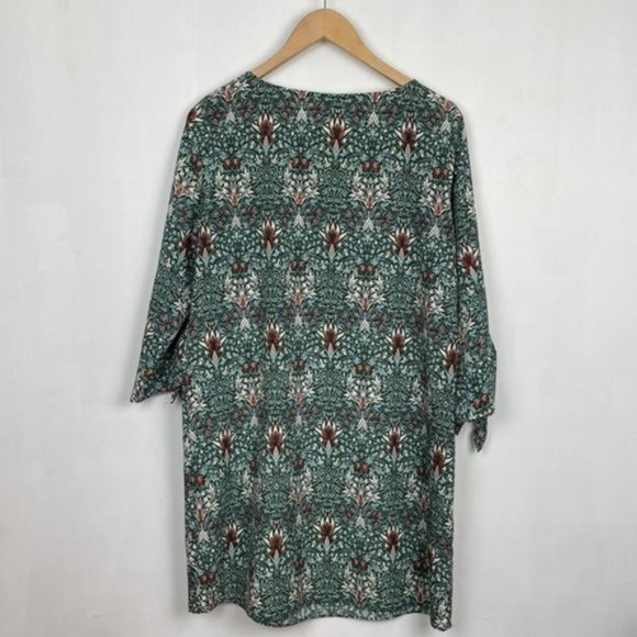 H&M x William Morris & Co 6 Floral Print Tunic Shift Dress Green Tie Sleeves - Picture 13 of 13